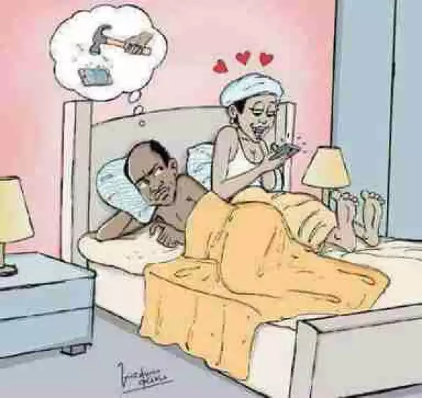 When You Want To Have Sex With Your Wife & She Is Pressing Her Phone(Photo)